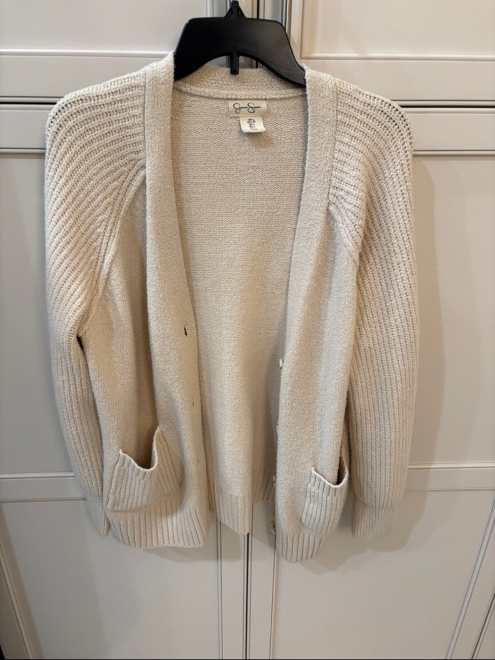 Jessica Simpson Cream Open-Front Knit Cardigan